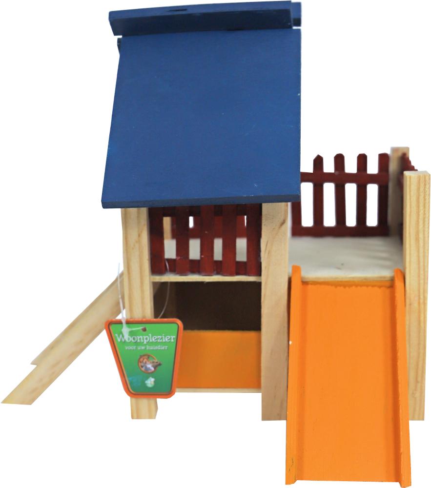 Gekleurd Gerbil Huis met Veranda 19 cm
