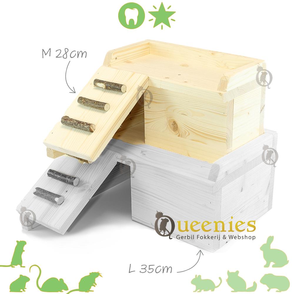 Hamster plateau van hout met slaaphuis