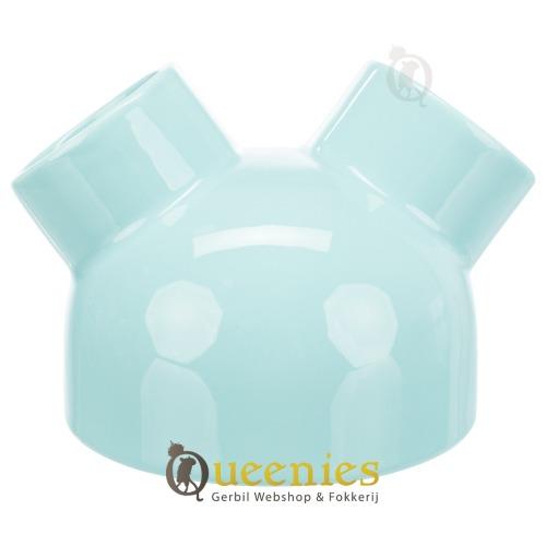 Keramiekhuis Turquoise / badzand schaal met 3 ingangen