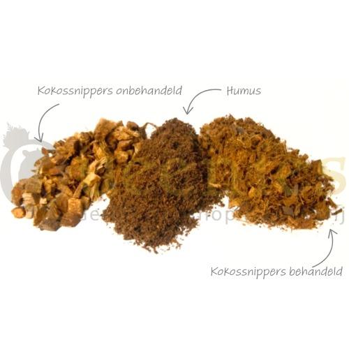 Kokossnippers als product naast humus