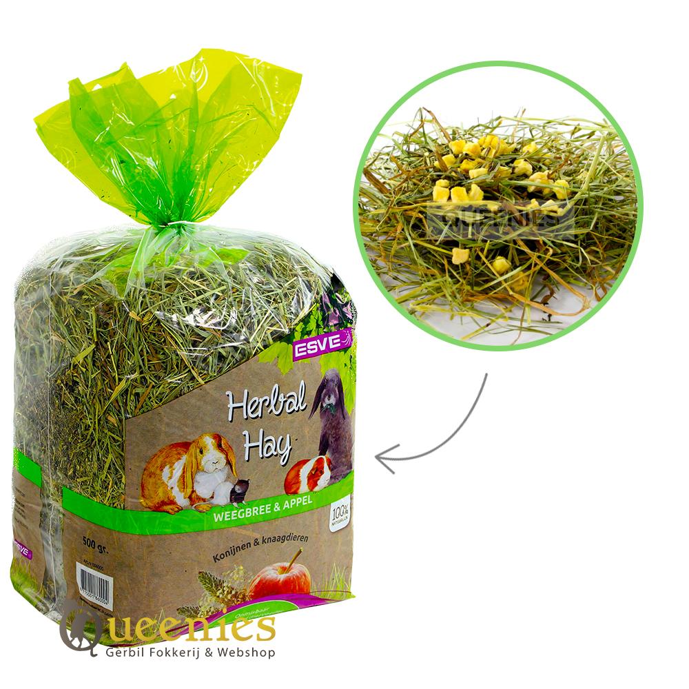 Weegbree hooi met gedroogde Appel voor Konijnen en Cavia's