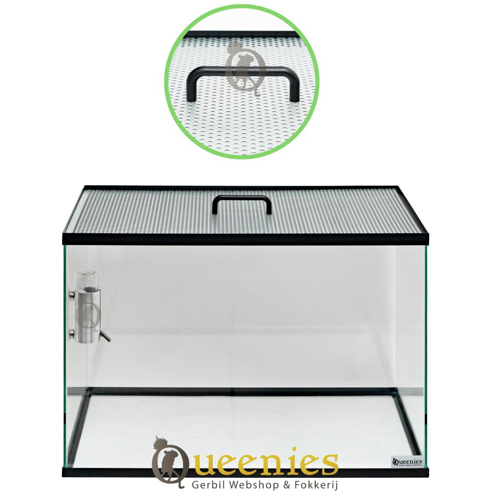 Goudhamster kooi van glas zonder schuifruiten 100x40